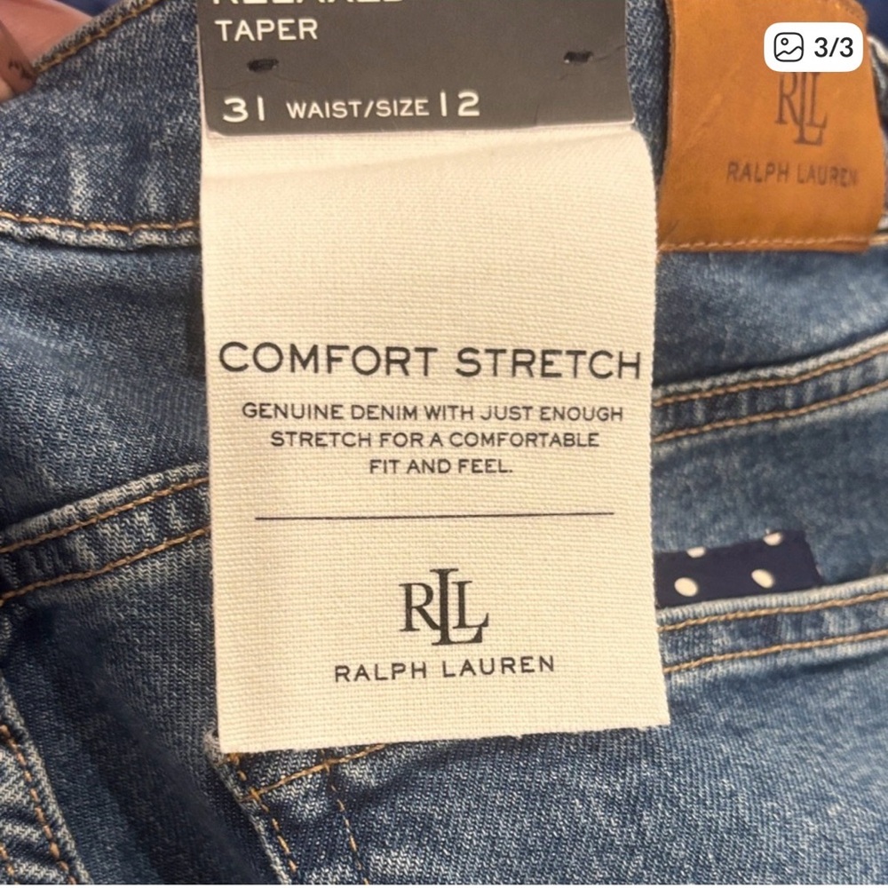 Lauren Ralph Lauren Patchwork Jeans Relaxed Tapered Ankle Jean Size 12 - Picture 6 of 16
